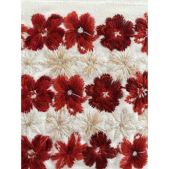 Driftwood Embroidered Floral Jeans Womens 25 White Crop Denim Red Blue Boho NWT - Picture 3 of 16